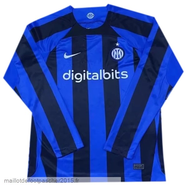 Maillot Foot Achat Thailande Nike Domicile Manches Longues Inter Milán 2022 2023 Bleu