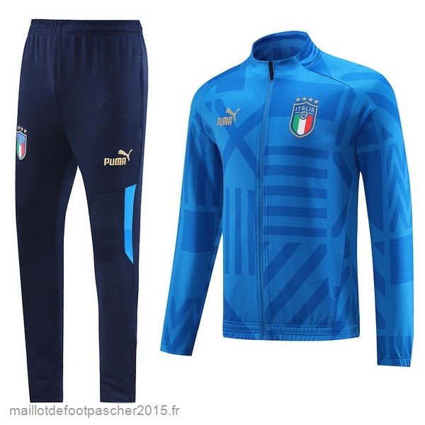 Maillot Foot Achat Ensemble Complet Ensemble longue fermeture éclair vêtements De Sport Italie 2022 Bleu