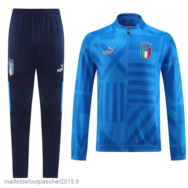 Maillot Foot Achat Ensemble Complet Ensemble longue fermeture éclair vêtements De Sport Italie 2022 Bleu