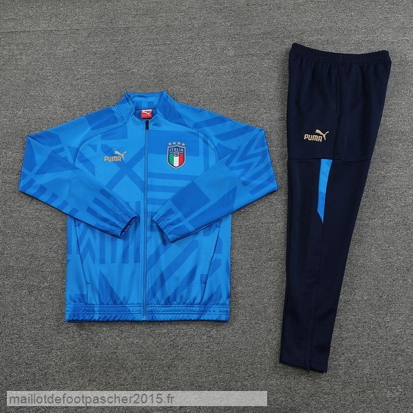 Maillot Foot Achat Ensemble Complet Ensemble longue fermeture éclair vêtements De Sport Italie 2022 Bleu
