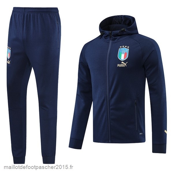 Maillot Foot Achat Ensemble Complet Ensemble longue fermeture éclair vêtements De Sport Italie 2022 Bleu Marine