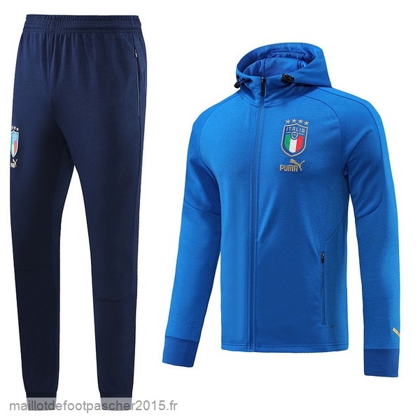 Maillot Foot Achat Ensemble Complet Ensemble longue fermeture éclair vêtements De Sport Italie 2022 II Bleu