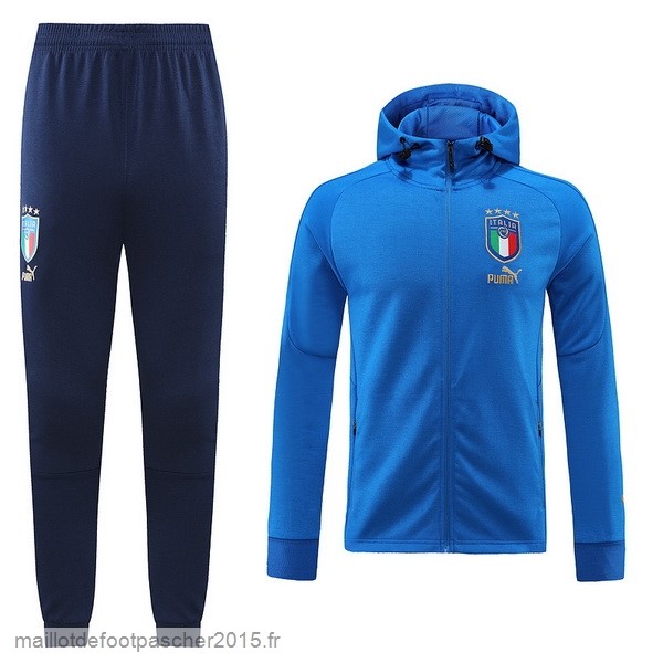 Maillot Foot Achat Ensemble Complet Ensemble longue fermeture éclair vêtements De Sport Italie 2022 II Bleu