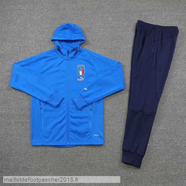 Maillot Foot Achat Ensemble Complet Ensemble longue fermeture éclair vêtements De Sport Italie 2022 II Bleu