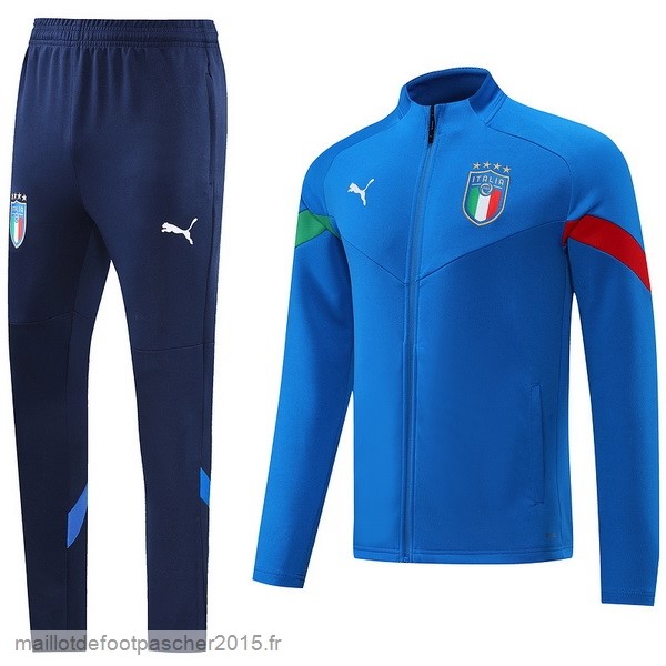 Maillot Foot Achat Ensemble Complet Ensemble longue fermeture éclair vêtements De Sport Italie 2022 I Bleu