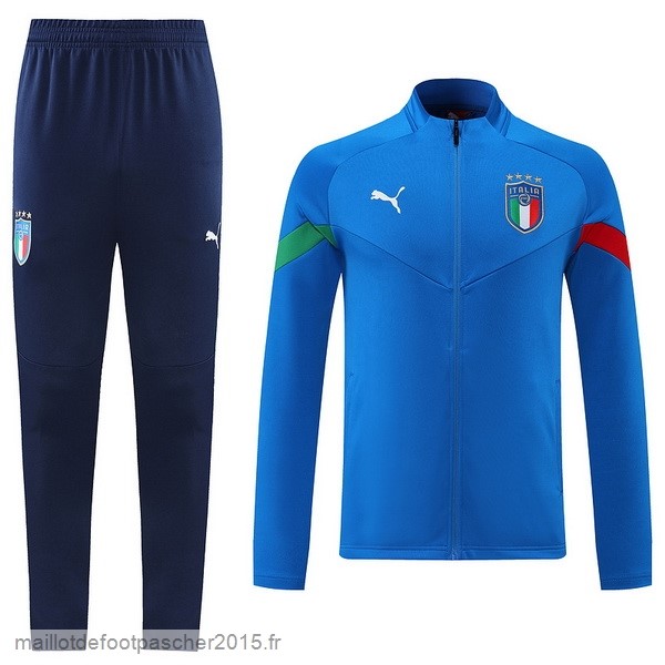 Maillot Foot Achat Ensemble Complet Ensemble longue fermeture éclair vêtements De Sport Italie 2022 I Bleu