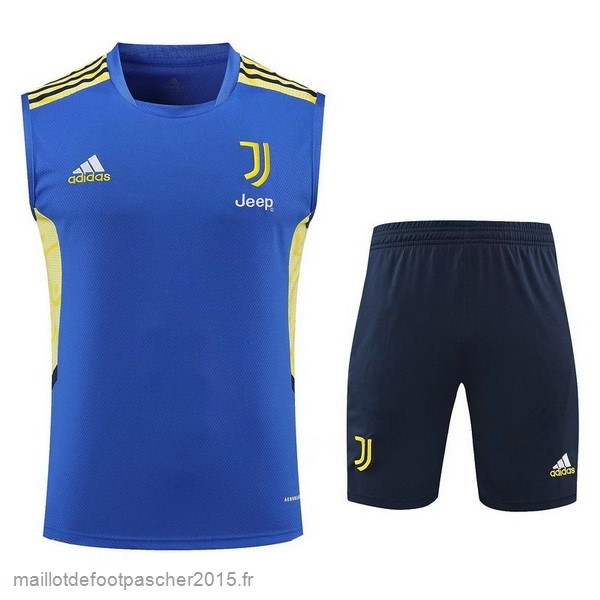 Maillot Foot Achat Entrainement Sans Manches Ensemble Complet Juventus 2022 2023 Bleu Jaune