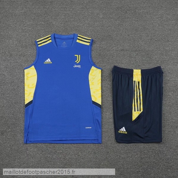 Maillot Foot Achat Entrainement Sans Manches Ensemble Complet Juventus 2022 2023 Bleu Jaune