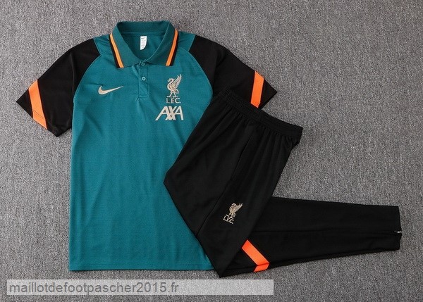 Maillot Foot Achat Ensemble Complet Polo Liverpool 2021 2022 Vert Noir Orange