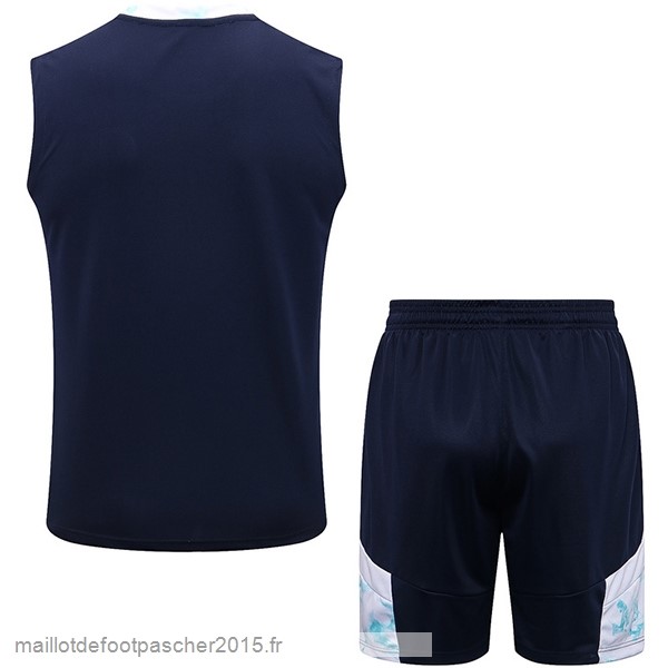 Maillot Foot Achat Entrainement Sans Manches Ensemble Complet Manchester City 2022 2023 Bleu Blanc