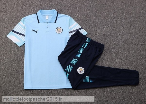 Maillot Foot Achat Ensemble Complet Polo Manchester City 2022 2023 Bleu Clair