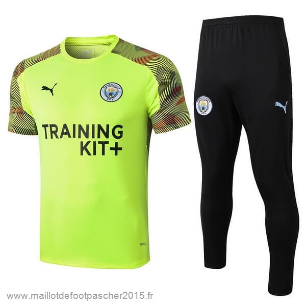 Maillot Foot Achat Entrainement Conjunto Completo Manchester City 2019 2020 Vert Noir