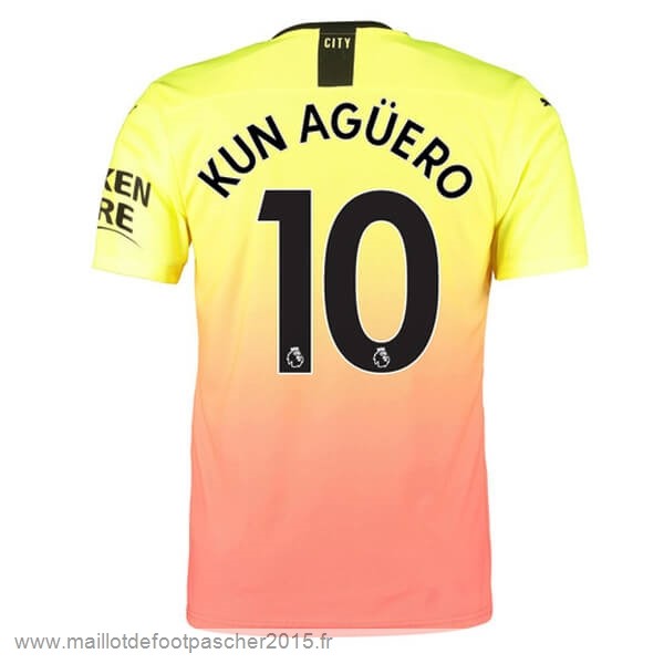 Maillot Foot Achat NO.10 Kun Aguero Third Maillot Manchester City 2019 2020 Orange
