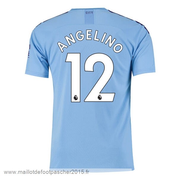 Maillot Foot Achat NO.12 Angelino Domicile Maillot Manchester City 2019 2020 Bleu