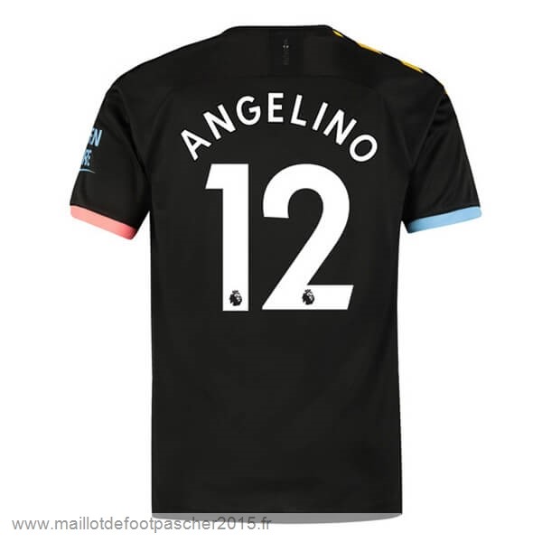 Maillot Foot Achat NO.12 Angelino Exterieur Maillot Manchester City 2019 2020 Noir