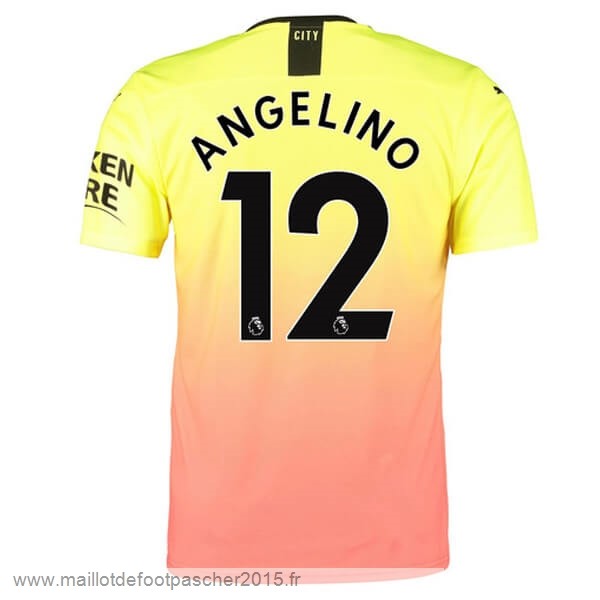 Maillot Foot Achat NO.12 Angelino Third Maillot Manchester City 2019 2020 Orange