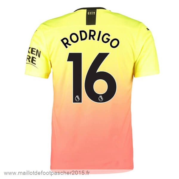 Maillot Foot Achat NO.16 Rodrigo Third Maillot Manchester City 2019 2020 Orange
