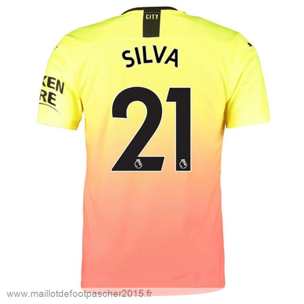 Maillot Foot Achat NO.21 Silva Third Maillot Manchester City 2019 2020 Orange