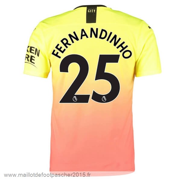 Maillot Foot Achat NO.25 Fernandinho Third Maillot Manchester City 2019 2020 Orange