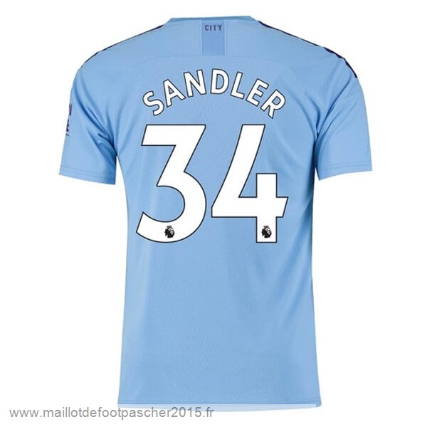 Maillot Foot Achat NO.34 Sandler Domicile Maillot Manchester City 2019 2020 Bleu