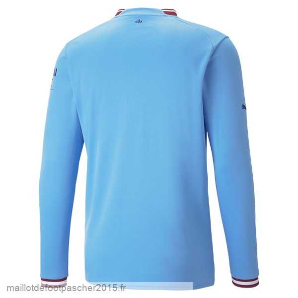 Maillot Foot Achat Thailande Domicile Manches Longues Manchester City 2022 2023 Bleu