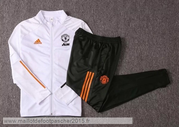 Maillot Foot Achat Survêtements Manchester United 2020 2021 Blanc Noir