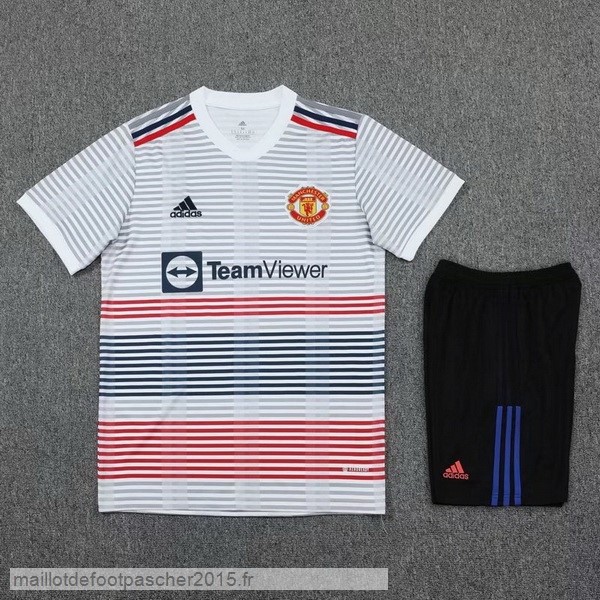 Maillot Foot Achat Entrainement Ensemble Complet Manchester United 2022 2023 Blanc Noir