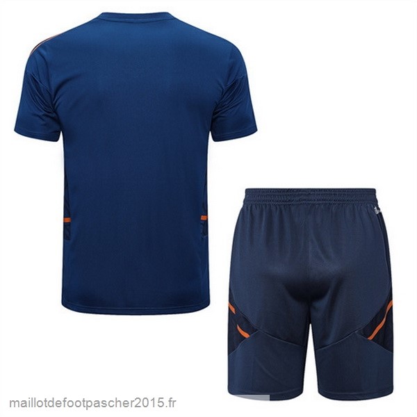 Maillot Foot Achat Entrainement Ensemble Complet Manchester United 2022 2023 Bleu Orange