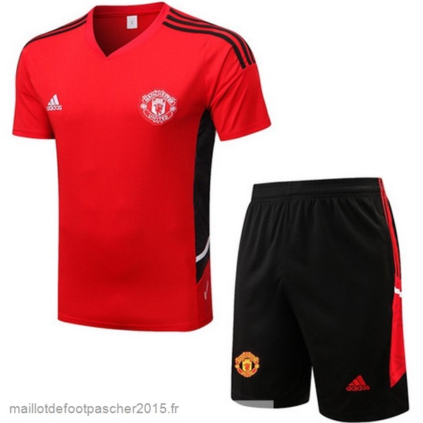 Maillot Foot Achat Entrainement Ensemble Complet Manchester United 2022 2023 Rouge II Noir