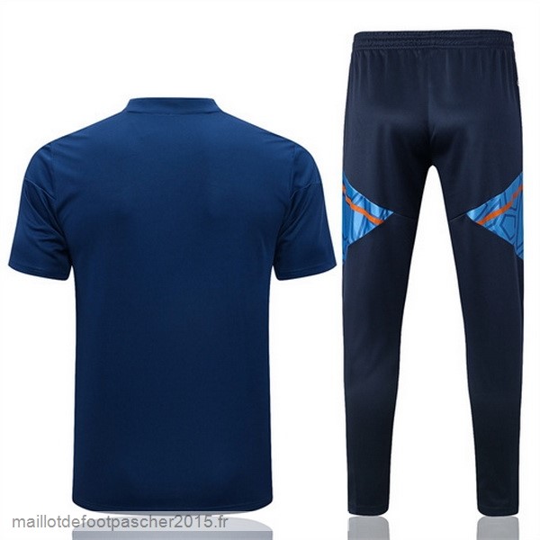 Maillot Foot Achat Ensemble Complet Polo Manchester United 2022 2023 Bleu Orange