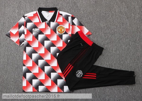 Maillot Foot Achat Ensemble Complet Polo Manchester United 2022 2023 Rouge Blanc Noir