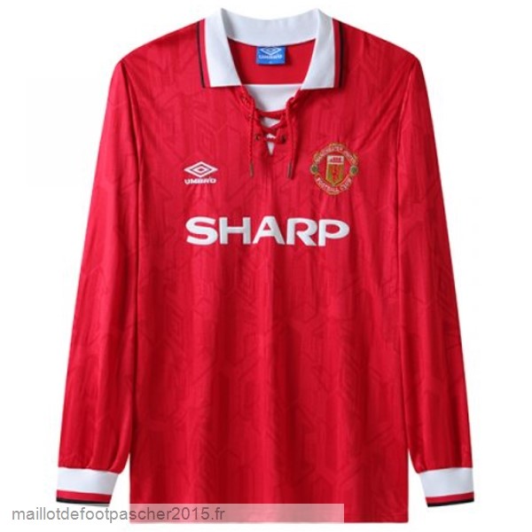 Maillot Foot Achat Domicile Manches Longues Manchester United Rétro 1992 1994 Rouge