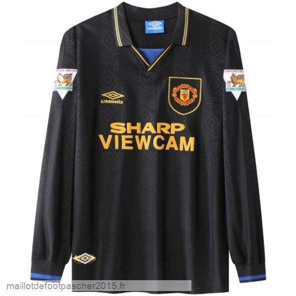 Maillot Foot Achat Exterieur Manches Longues Manchester United Rétro 1992 1994 Vert Noir