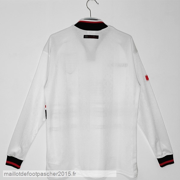 Maillot Foot Achat Exterieur Manches Longues Manchester United Rétro 1998 1999 Blanc