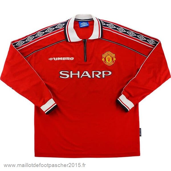 Maillot Foot Achat Domicile Manches Longues Manchester United Rétro 1998 1999 Rouge
