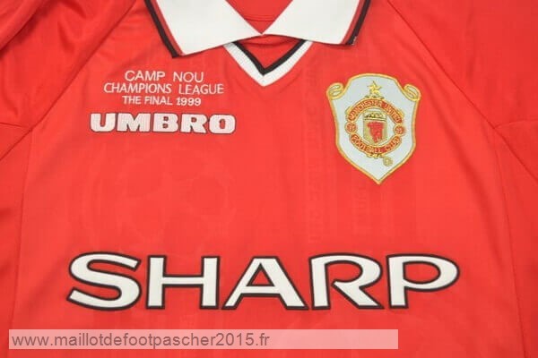 Maillot Foot Achat Domicile Manches Longues Manchester United Rétro 1999 Rouge