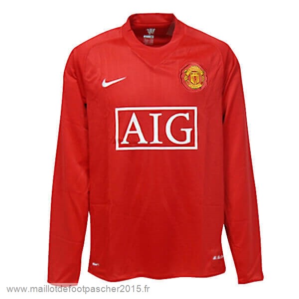 Maillot Foot Achat Domicile Manches Longues Manchester United Rétro 2007 2008 Rouge