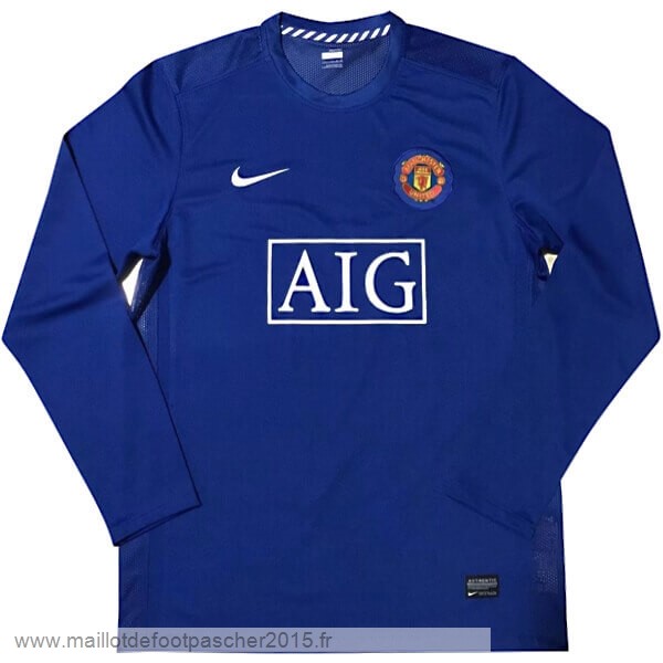 Maillot Foot Achat Exterieur Manches Longues Manchester United Rétro 2007 2008 Bleu