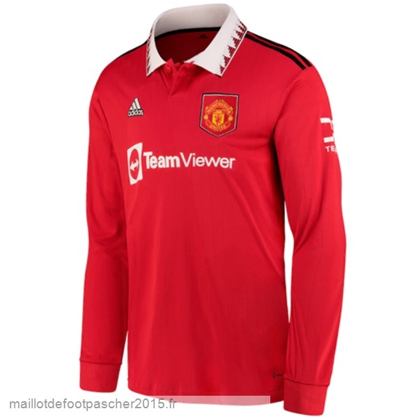 Maillot Foot Achat Thailande Domicile Manches Longues Manchester United 2022 2023 Rouge