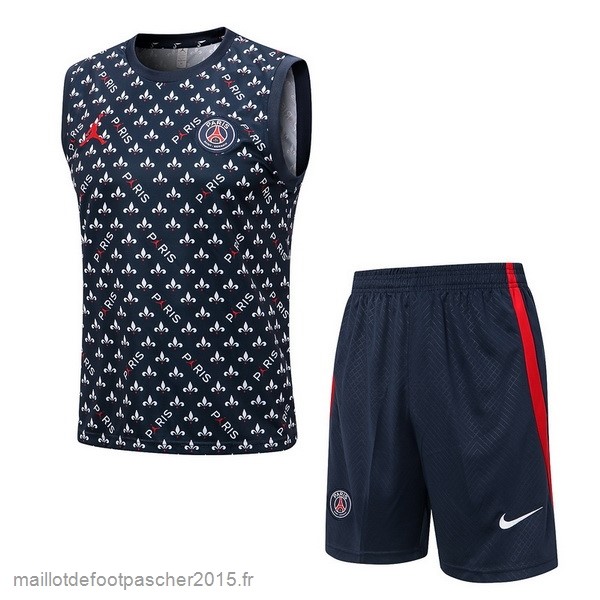 Maillot Foot Achat Entrainement Sans Manches Ensemble Complet Paris Saint Germain 2022 2023 Bleu