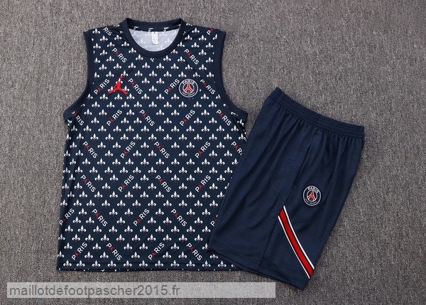 Maillot Foot Achat Entrainement Sans Manches Ensemble Complet Paris Saint Germain 2022 2023 Bleu