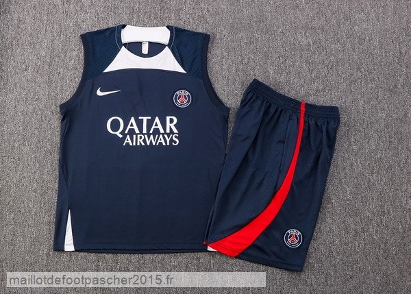 Maillot Foot Achat Entrainement Sans Manches Ensemble Complet Paris Saint Germain 2022 2023 Bleu