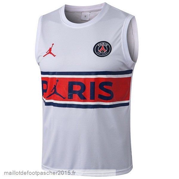Maillot Foot Achat Entrainement Sans Manches Paris Saint Germain 2022 2023 Blanc I Rouge