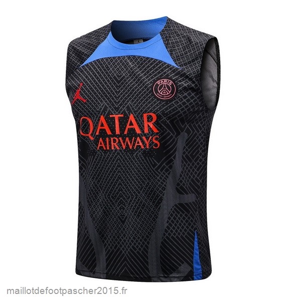 Maillot Foot Achat Entrainement Sans Manches Paris Saint Germain 2022 2023 Noir I Bleu Rouge