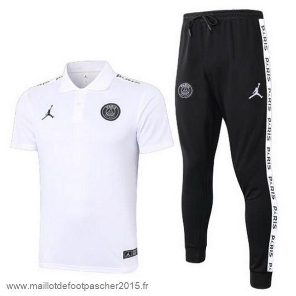 Maillot Foot Achat Ensemble Complet Polo Paris Saint Germain 2020 2021 Blanc Noir