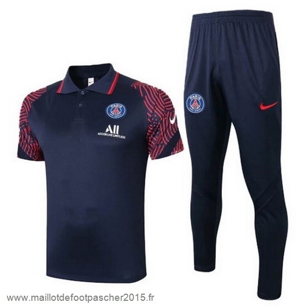 Maillot Foot Achat Ensemble Complet Polo Paris Saint Germain 2020 2021 Noir Rouge