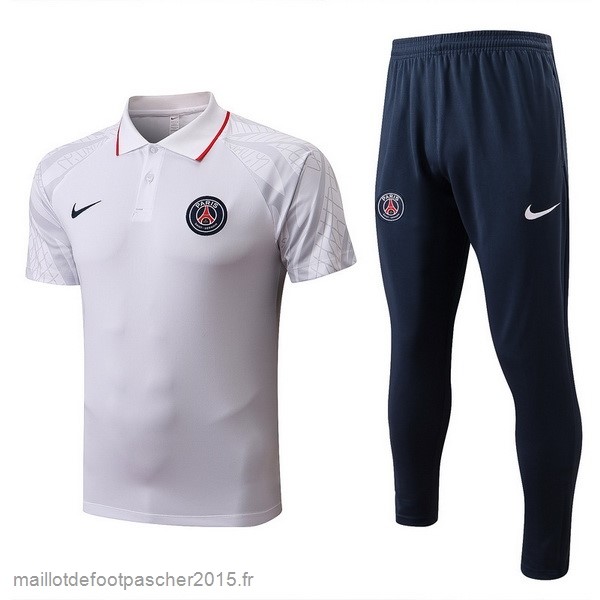 Maillot Foot Achat Ensemble Complet Polo Paris Saint Germain 2022 2023 Blanc Bleu Marine