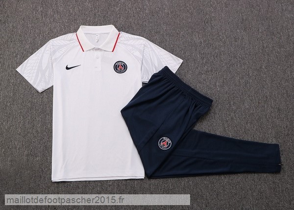 Maillot Foot Achat Ensemble Complet Polo Paris Saint Germain 2022 2023 Blanc Bleu Marine