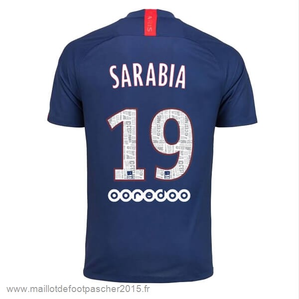 Maillot Foot Achat NO.19 Sarabia Domicile Maillot Paris Saint Germain 2019 2020 Bleu