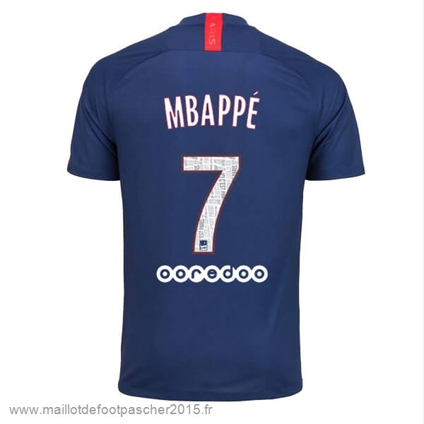 Maillot Foot Achat NO.7 Mbappe Domicile Maillot Paris Saint Germain 2019 2020 Bleu